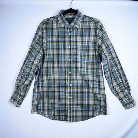 Lauren Ralph‎ Lauren Shirt Men L-XL Stretch Fabric Plaid Button Down Regular Fit - Picture 1 of 10